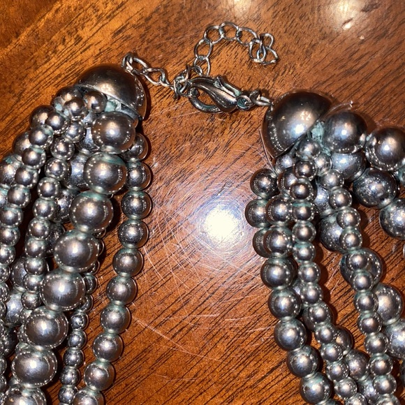 Silver toned, multi strand necklace with lobster claw clasp. - Picture 4 of 8